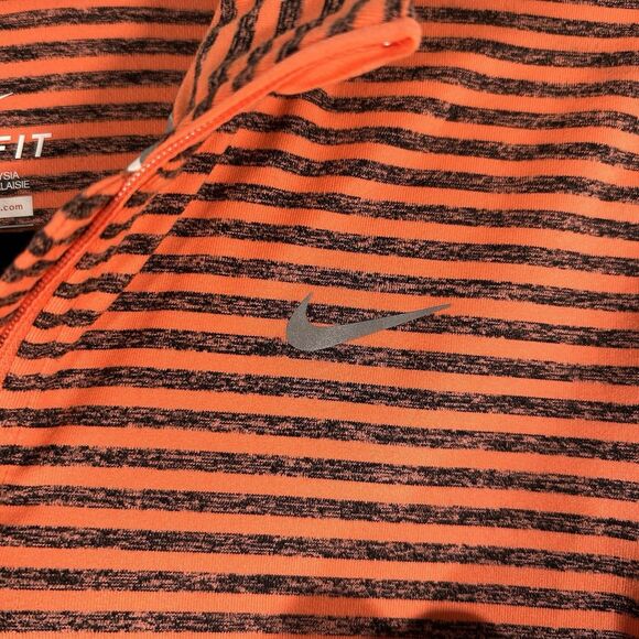 Nike Running Jacket Women's Small Orange Striped 1/4 Zip Dri Fit Long Sleeve - Picture 4 of 11